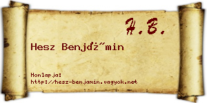 Hesz Benjámin névjegykártya